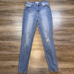 YMI High-Rise Distressed Skinny Jeans Juniors 13/W31 Curvy Fit Light Wash Denim
